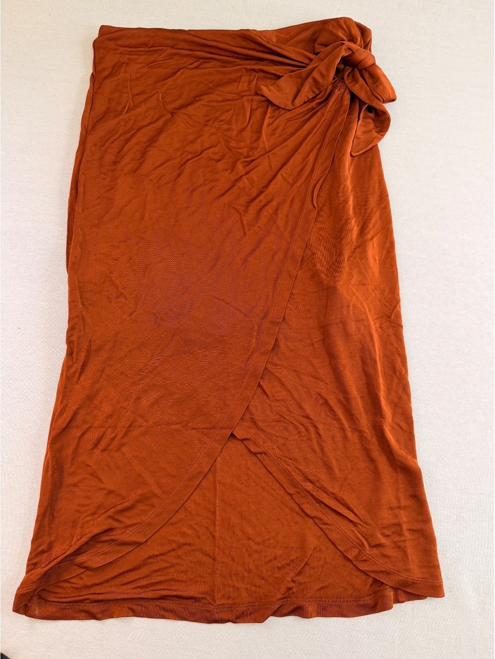 Maeve by Anthropologie Rust Side Knot Faux Wrap Skirt M